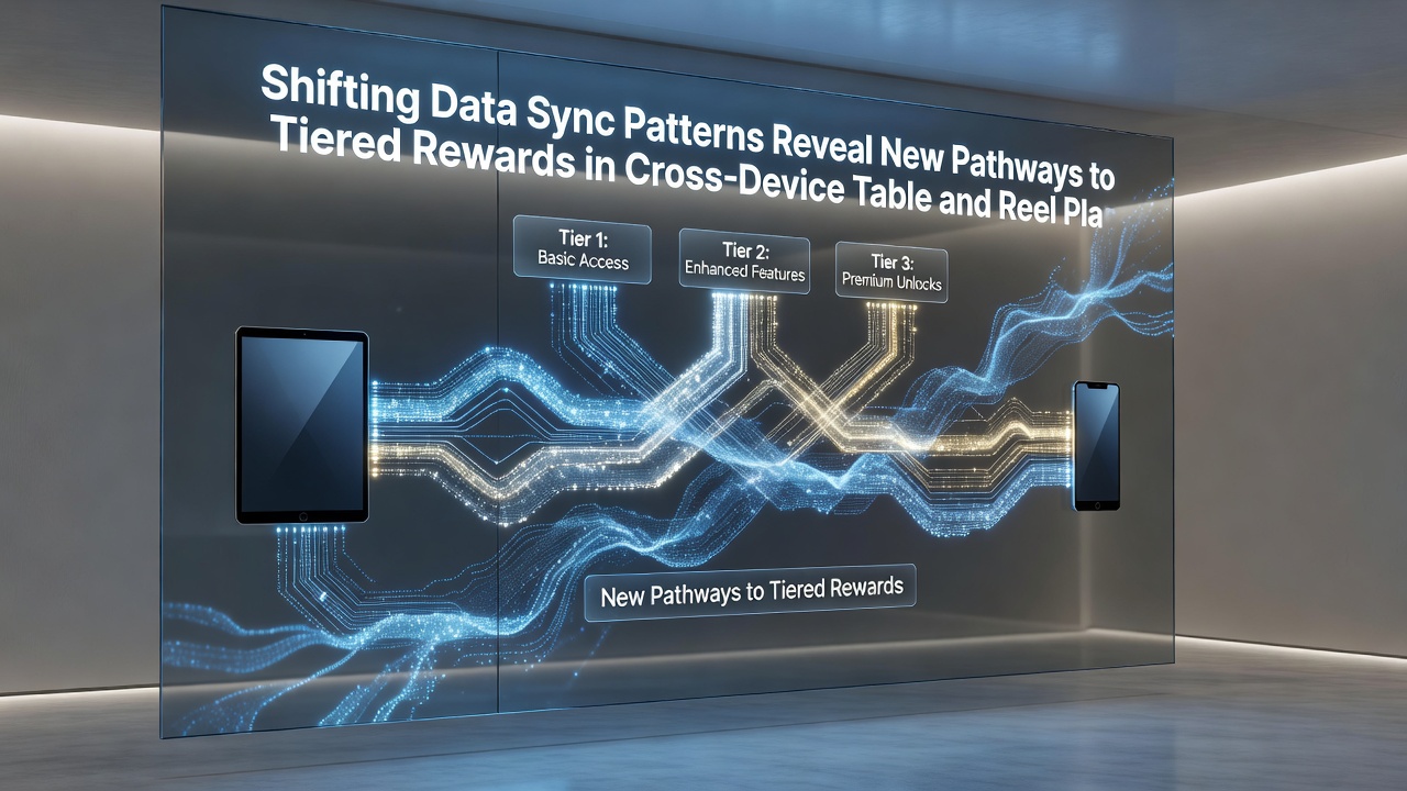 Illustration von gestaffelten Belohnungen und Datenflüssen in mobilen sowie stationären Casino-Anwendungen