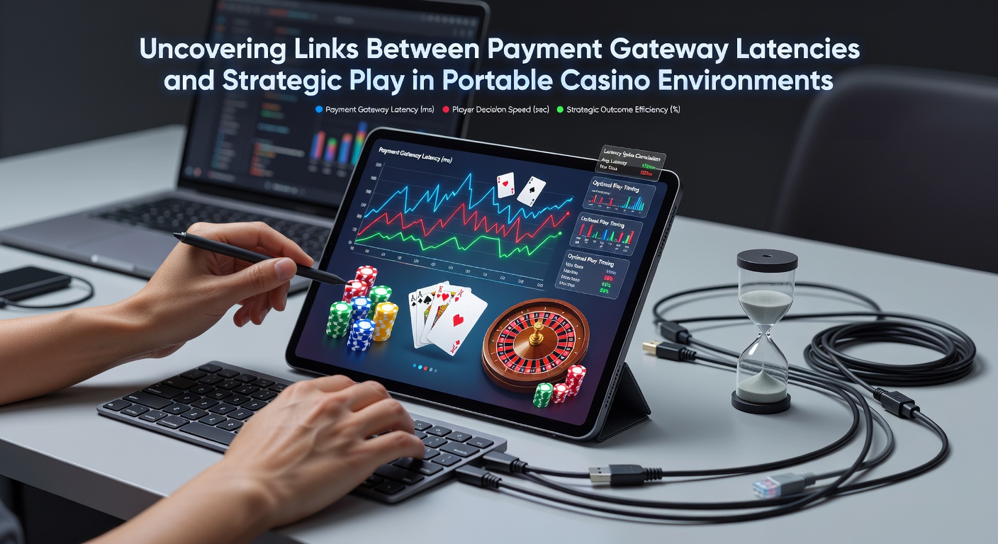 Illustration showing mobile casino interfaces with payment processing indicators and latency metrics in portable gaming setups